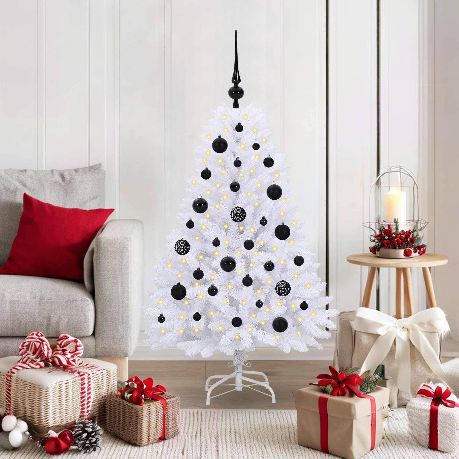Sapin de Noël | Arbre de Noël Artificiel à Branches Articulées Blanc 120 cm Maison Chic - Image 2