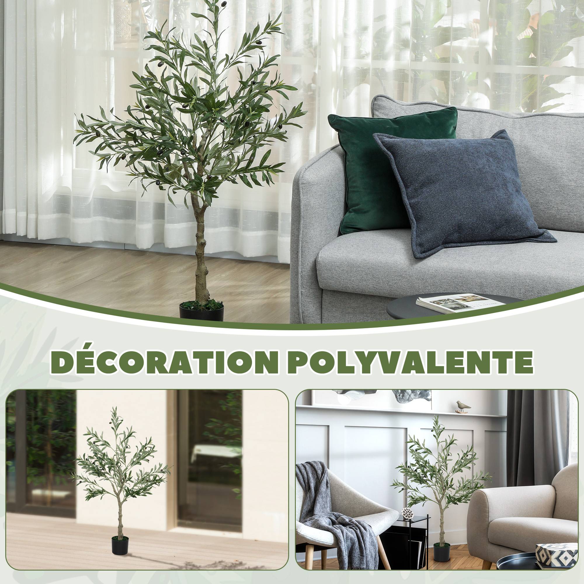 Olivier artificiel 120 cm plante artificielle intérieur, fausse plante décoration pour maison, bureau, salon, chambre - Image 6