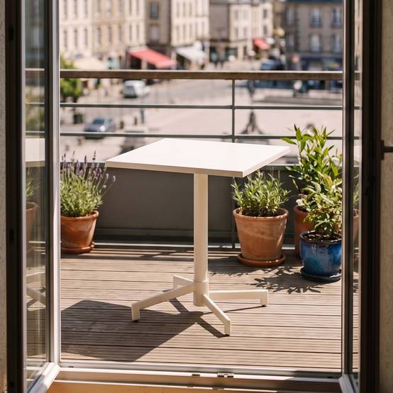 Oviala - Table de jardin carrée bistrot avec plateau rabattable 70 cm ivoire Palavas - Oviala - Image 2