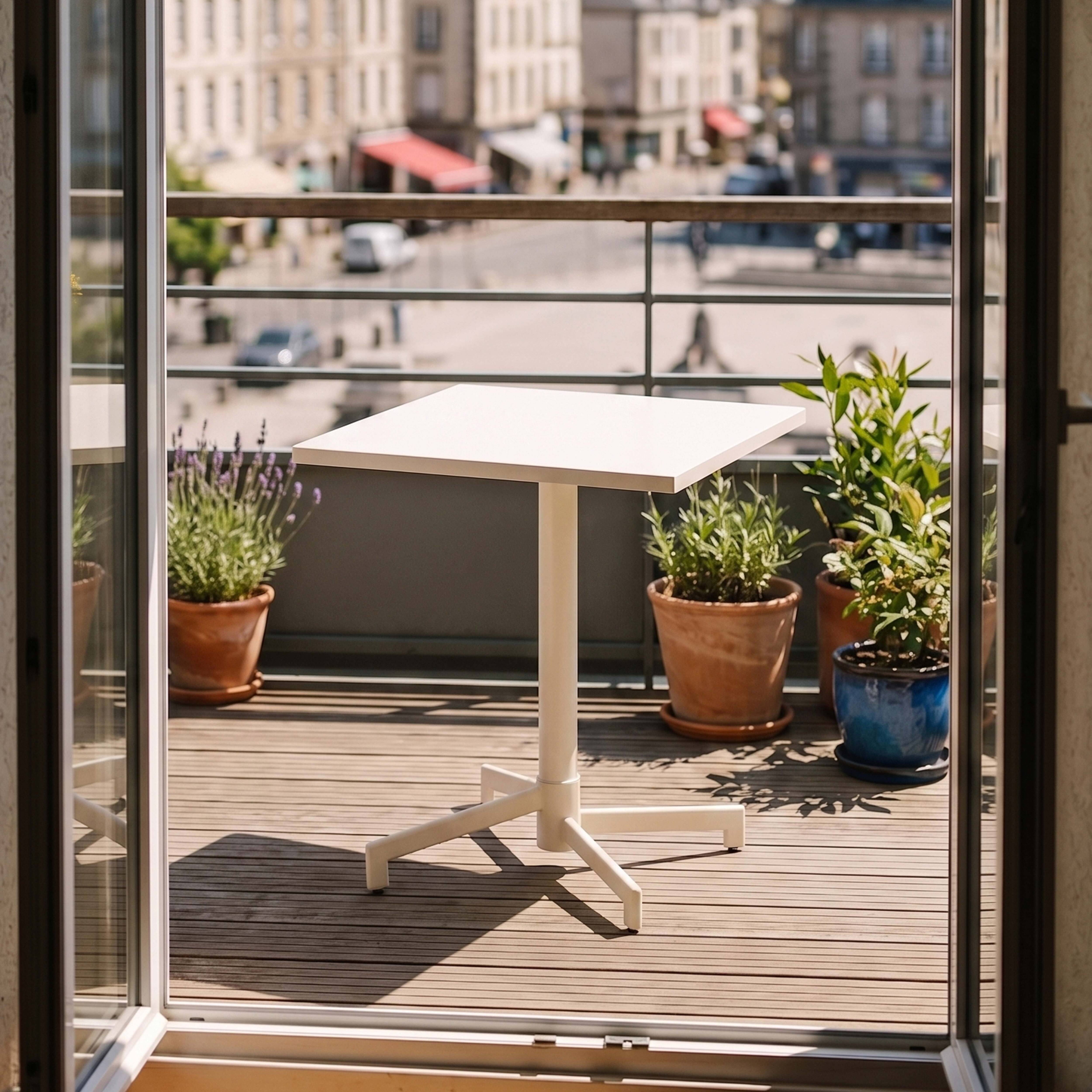 Oviala - Table de jardin carrée bistrot avec plateau rabattable 70 cm ivoire Palavas - Oviala - Image 2