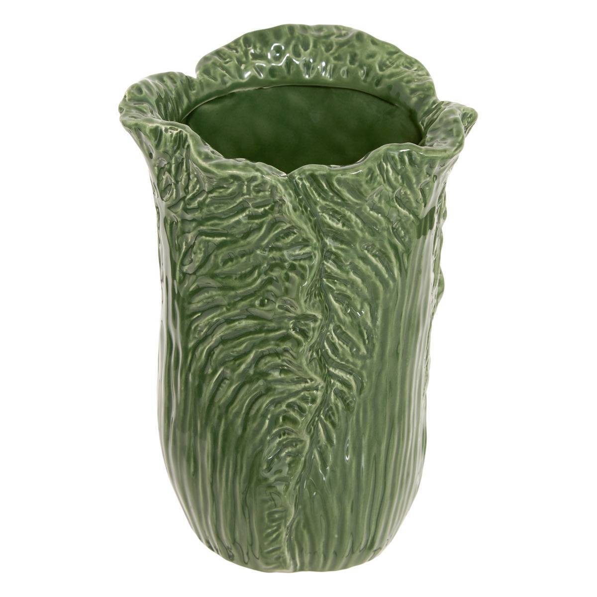 Atmosphera - Vase en céramique salade Lisière H.20cm vert - Atmosphera Créateur d'intérieur - Image 2