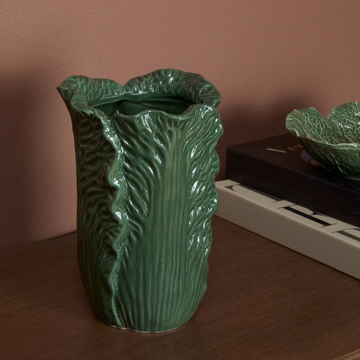 Atmosphera - Vase en céramique salade Lisière H.20cm vert - Atmosphera Créateur d'intérieur - Image 1