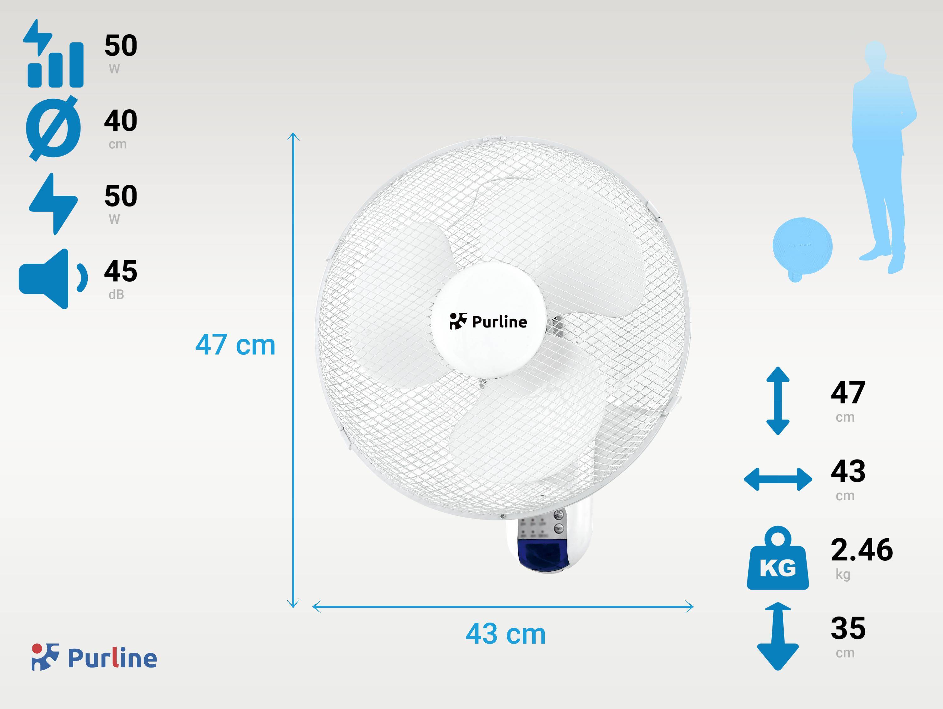 Purline - Ventilateur mural numérique avec commande - Purline - Image 3
