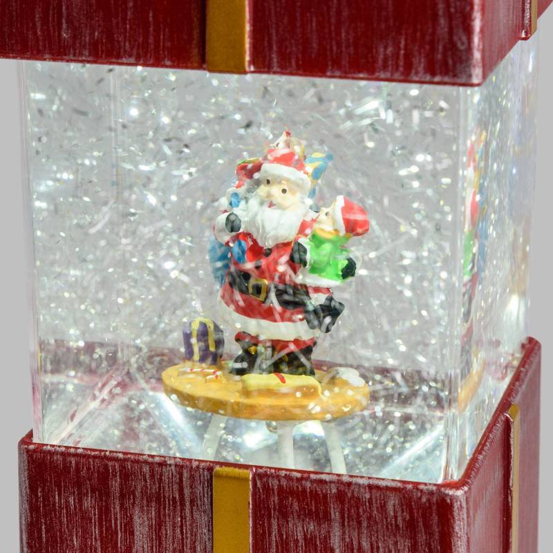Lotti - Lanterne Paquet Cadeau H18cm Plastique Rouge Antique GLITTER LED BLANC Lotti - Imagen 4