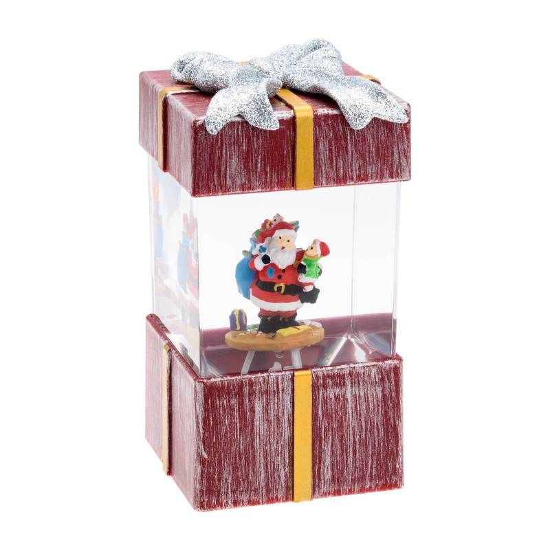 Lotti - Lanterne Paquet Cadeau H18cm Plastique Rouge Antique GLITTER LED BLANC Lotti - Imagen 2