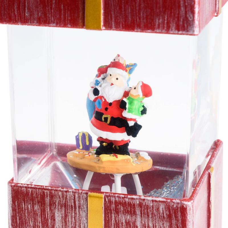 Lotti - Lanterne Paquet Cadeau H18cm Plastique Rouge Antique GLITTER LED BLANC Lotti - Imagen 6