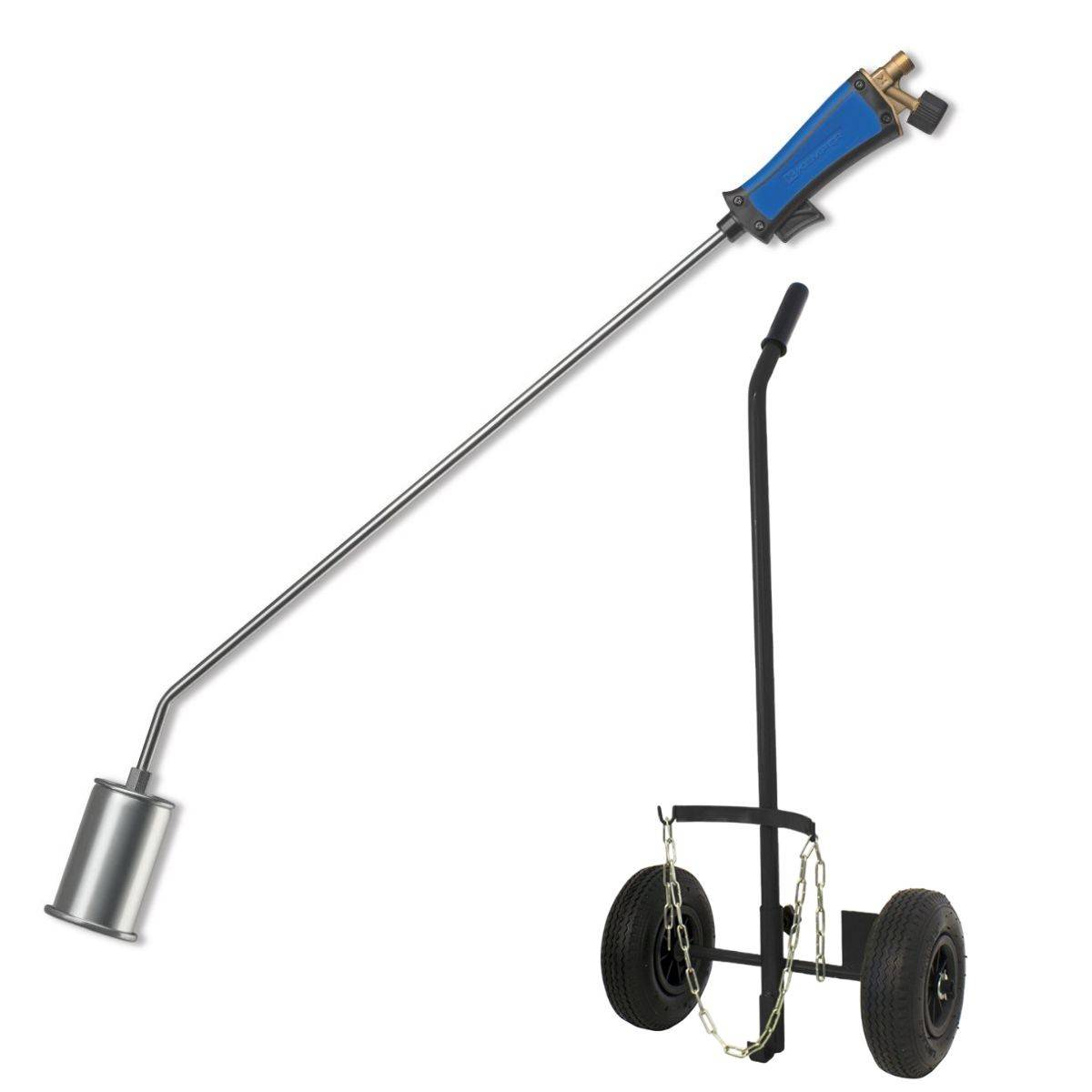Desherbeur thermique + Chariot à roues pour bouteille gaz + Allume gaz + Détendeur Gaz Bruleur 60mm Tuyau 5m Désherbage KEMPER - Imagen 2