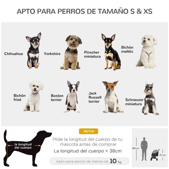 Poussette pour animaux de compagnie à 2 portes, fenêtre en filet, panier de rangement, corde de sécurité, 80 x 44,5 x 97 cm, noire - Image 6