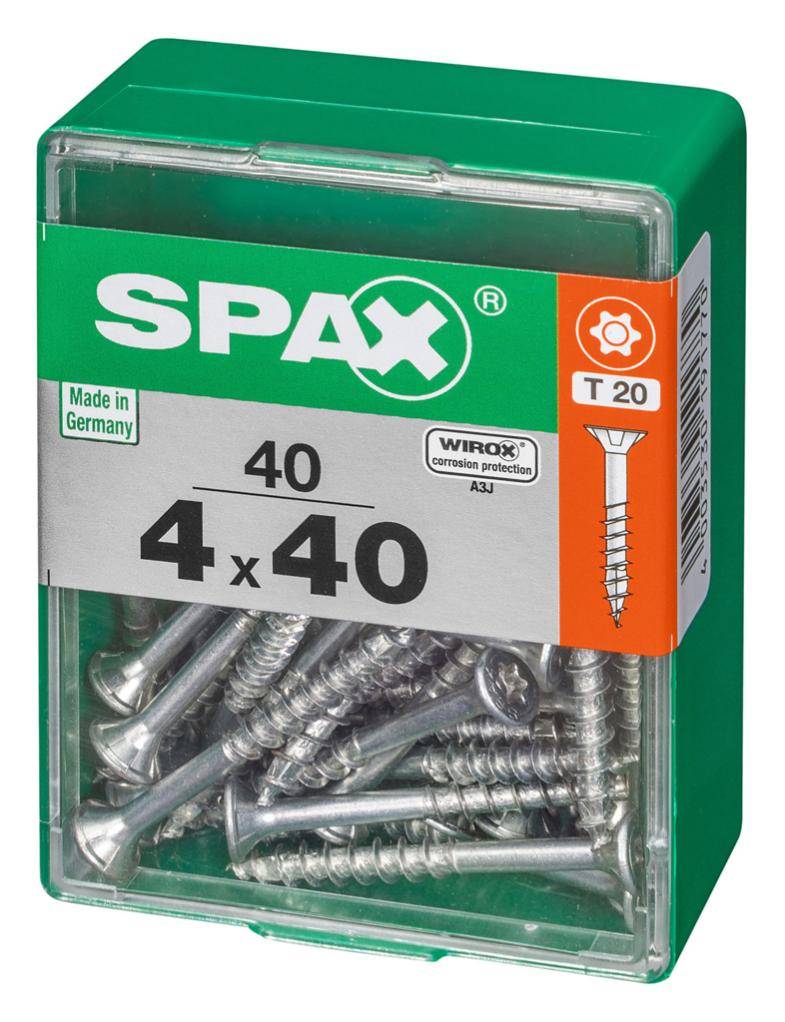Spax - Lot de 40 vis acier tête autofraisée plate SPAX, Diam.4 mm x L.40 mm - Image 4