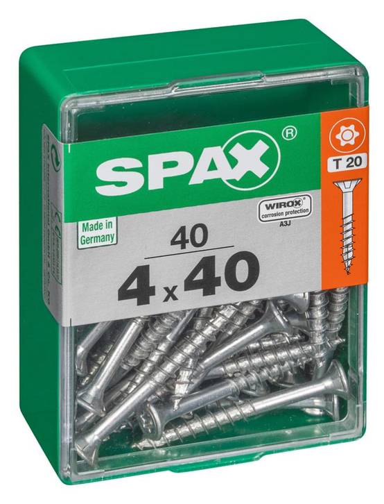 Spax - Lot de 40 vis acier tête autofraisée plate SPAX, Diam.4 mm x L.40 mm - Image 1