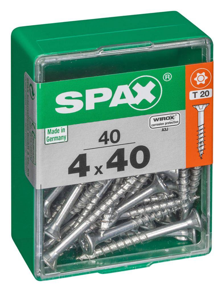 Spax - Lot de 40 vis acier tête autofraisée plate SPAX, Diam.4 mm x L.40 mm - Image 1