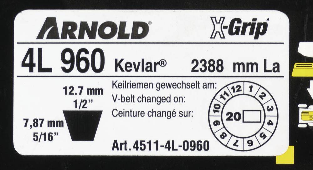 Arnold - Courroie trapézoïdale X-Grip V de type 4L960 Arnold - Imagen 2