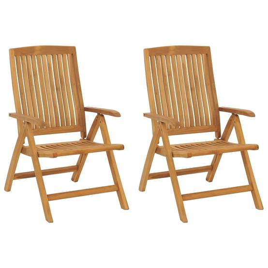 Lot de 2 Fauteuils de Jardin Relax Pliants en Teck Massif avec Coussins Confortables Taupe – ComfortXL Outdoor Living - Image 3