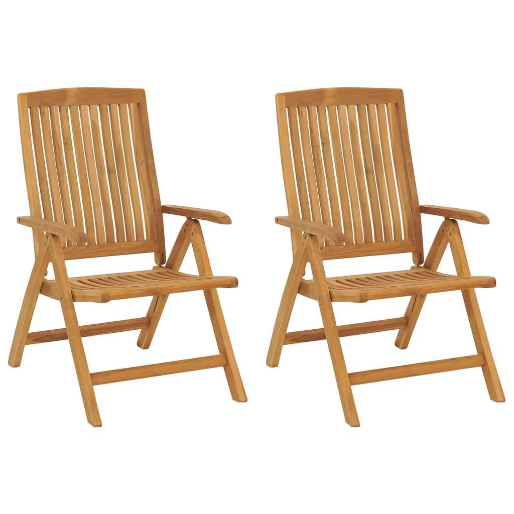 Lot de 2 Fauteuils de Jardin Relax Pliants en Teck Massif avec Coussins Confortables Taupe – ComfortXL Outdoor Living - Image 3