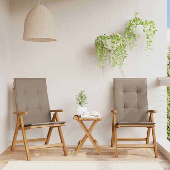 Lot de 2 Fauteuils de Jardin Relax Pliants en Teck Massif avec Coussins Confortables Taupe – ComfortXL Outdoor Living - Image 1