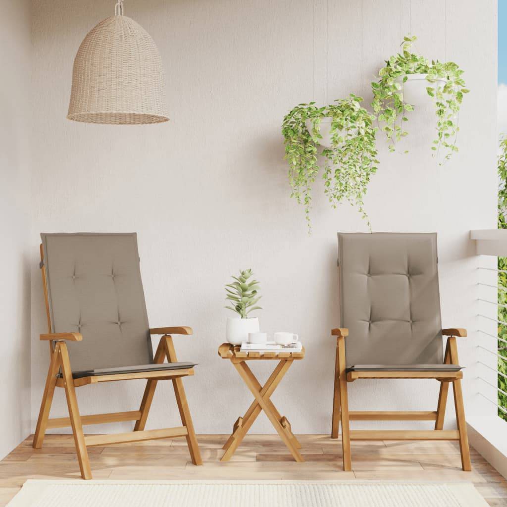 Lot de 2 Fauteuils de Jardin Relax Pliants en Teck Massif avec Coussins Confortables Taupe – ComfortXL Outdoor Living - Image 1