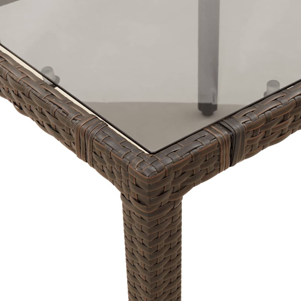 PANGIVO - Table de jardin résine tressée verre trempé marron 90 x 90 x 75 cm - PANGIVO - Image 7