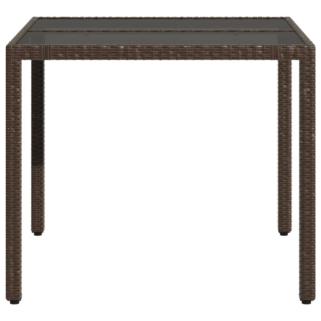 PANGIVO - Table de jardin résine tressée verre trempé marron 90 x 90 x 75 cm - PANGIVO - Image 5