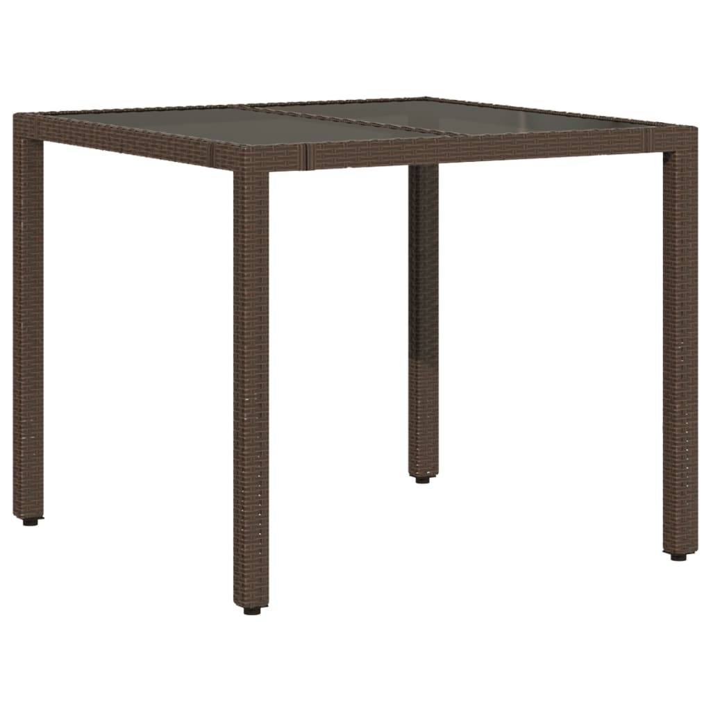 PANGIVO - Table de jardin résine tressée verre trempé marron 90 x 90 x 75 cm - PANGIVO - Image 2