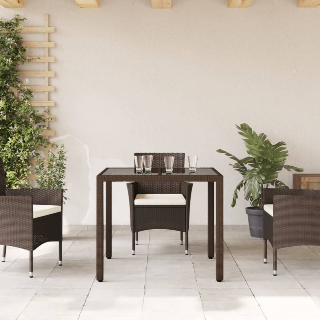 PANGIVO - Table de jardin résine tressée verre trempé marron 90 x 90 x 75 cm - PANGIVO - Image 3