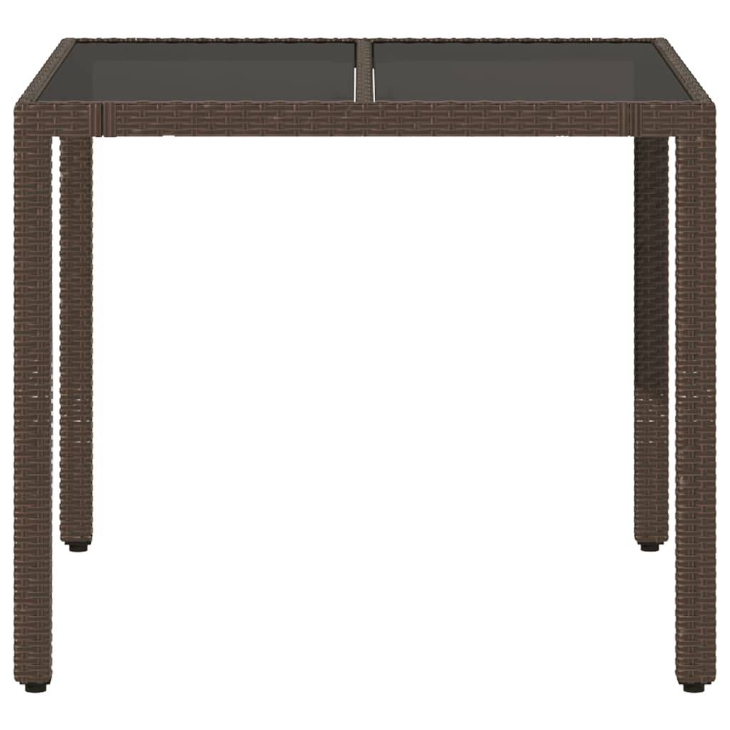 PANGIVO - Table de jardin résine tressée verre trempé marron 90 x 90 x 75 cm - PANGIVO - Image 4