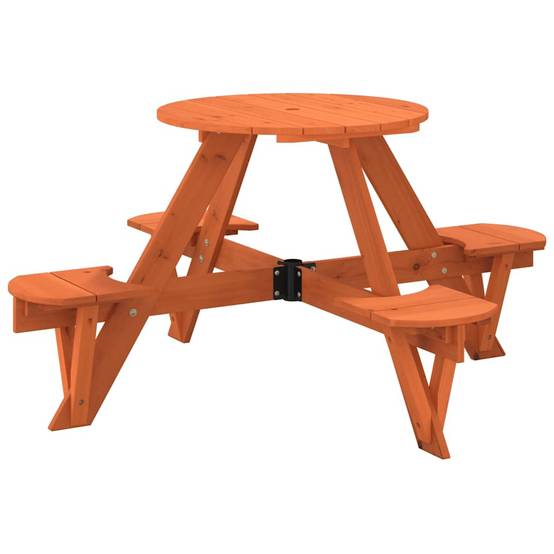 Table de Jardin Ronde pour Enfants 4 Places en Bois Marron, Idéale pour Goûters en Plein Air – ComfortXL Outdoor Living - Image 6