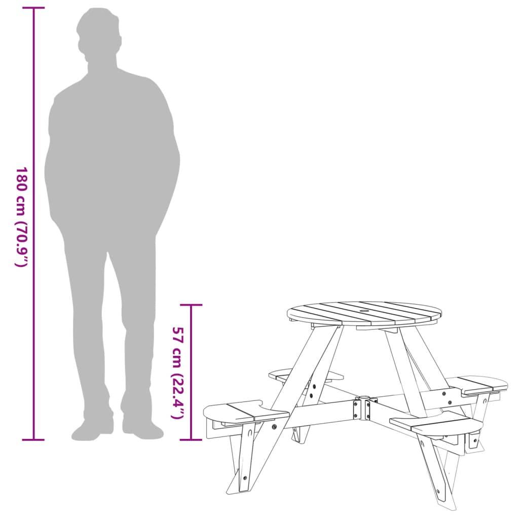 Table de Jardin Ronde pour Enfants 4 Places en Bois Marron, Idéale pour Goûters en Plein Air – ComfortXL Outdoor Living - Image 9