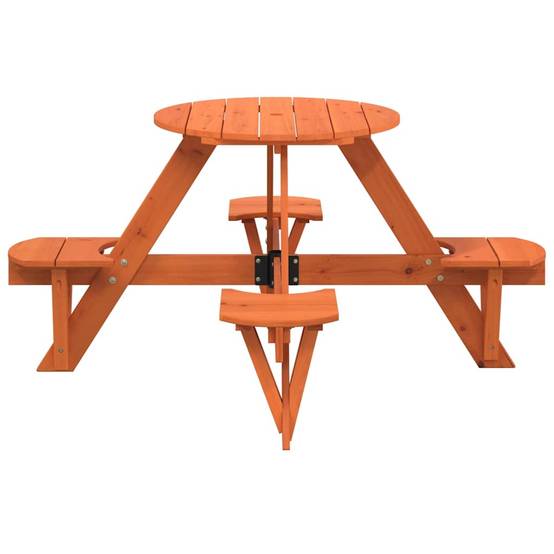 Table de Jardin Ronde pour Enfants 4 Places en Bois Marron, Idéale pour Goûters en Plein Air – ComfortXL Outdoor Living - Image 4