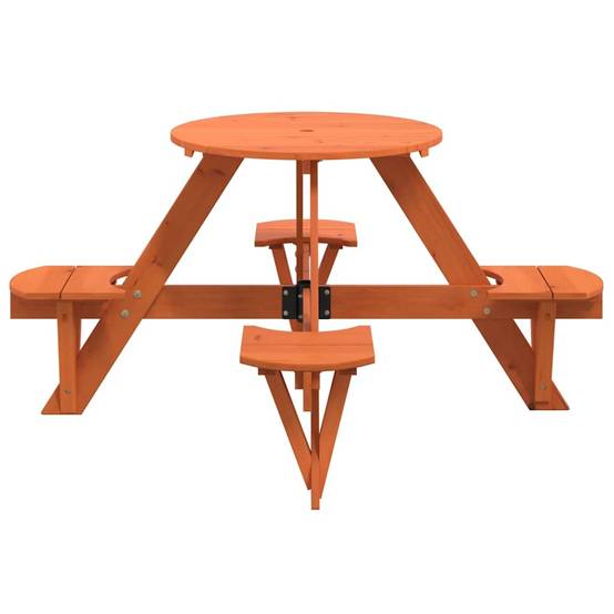 Table de Jardin Ronde pour Enfants 4 Places en Bois Marron, Idéale pour Goûters en Plein Air – ComfortXL Outdoor Living - Image 5