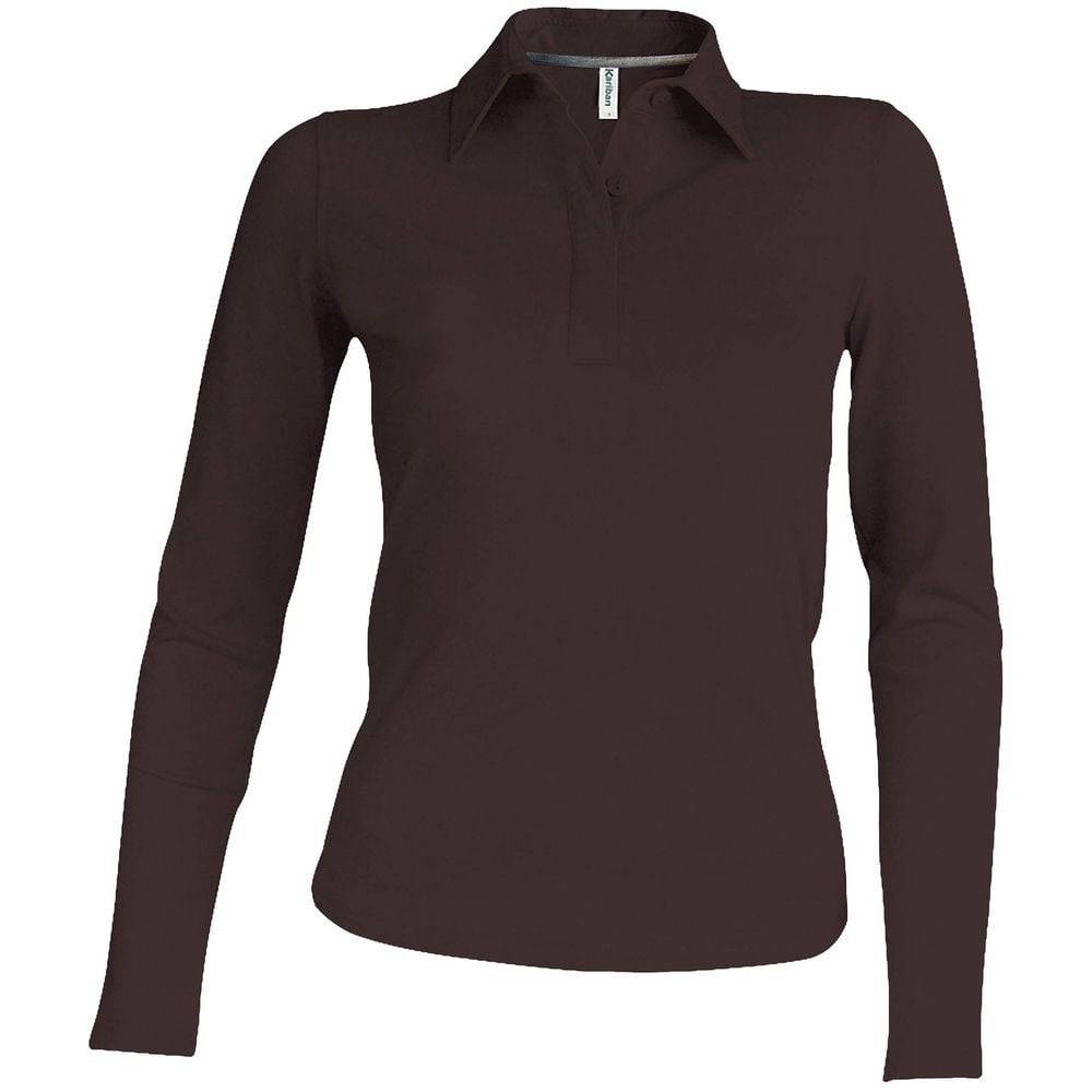 Polo de travail femme manches longues Kariban 100% coton Marron 3XL
