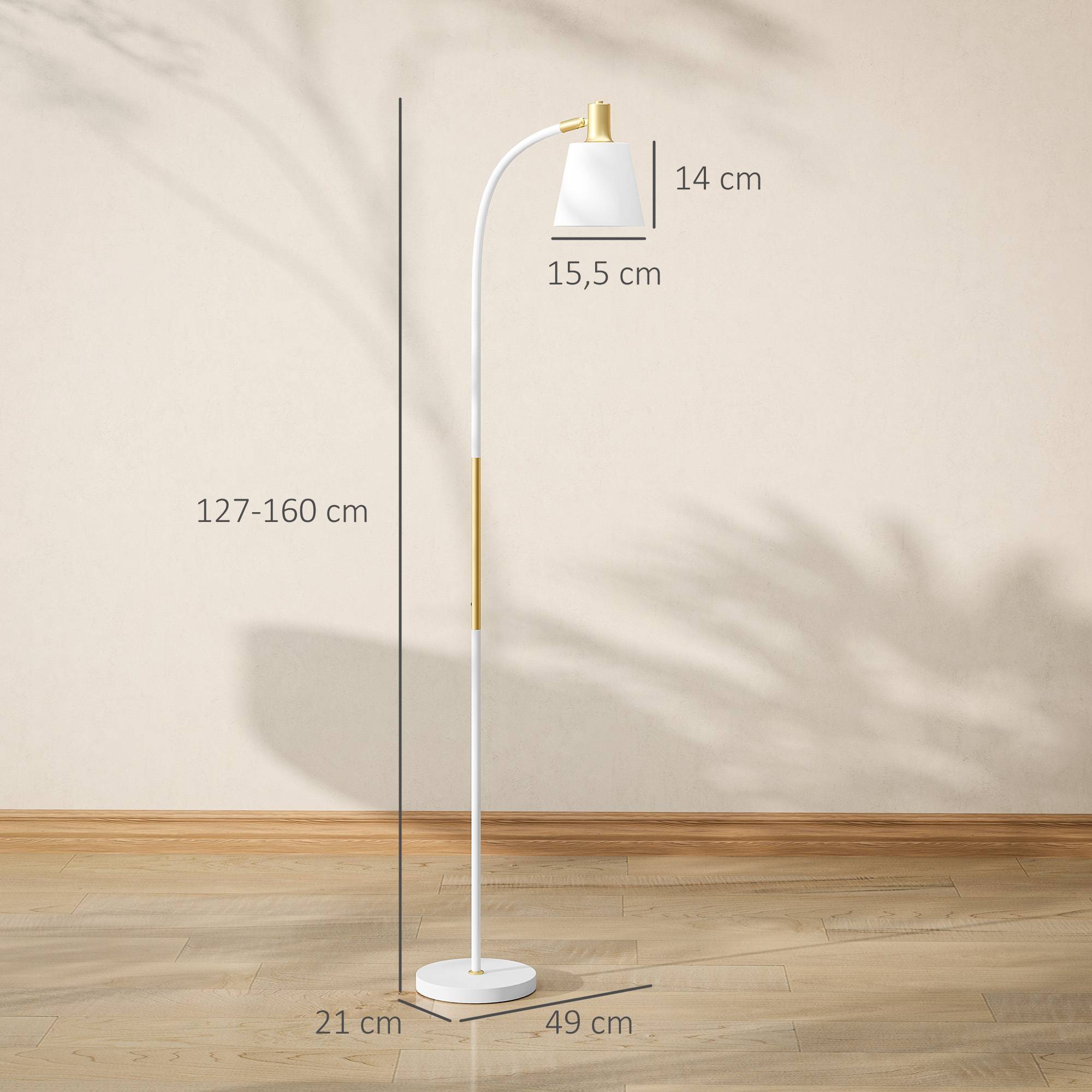 Lampadaire LED blanc et or hauteur ajustable abat-jour lecture 49 × 21 × 127–160 cm intérieur - Image 5