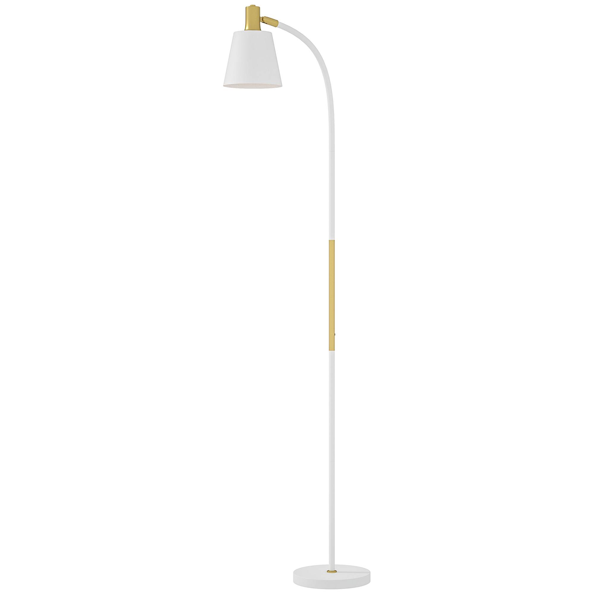 Lampadaire LED blanc et or hauteur ajustable abat-jour lecture 49 × 21 × 127–160 cm intérieur - Image 2