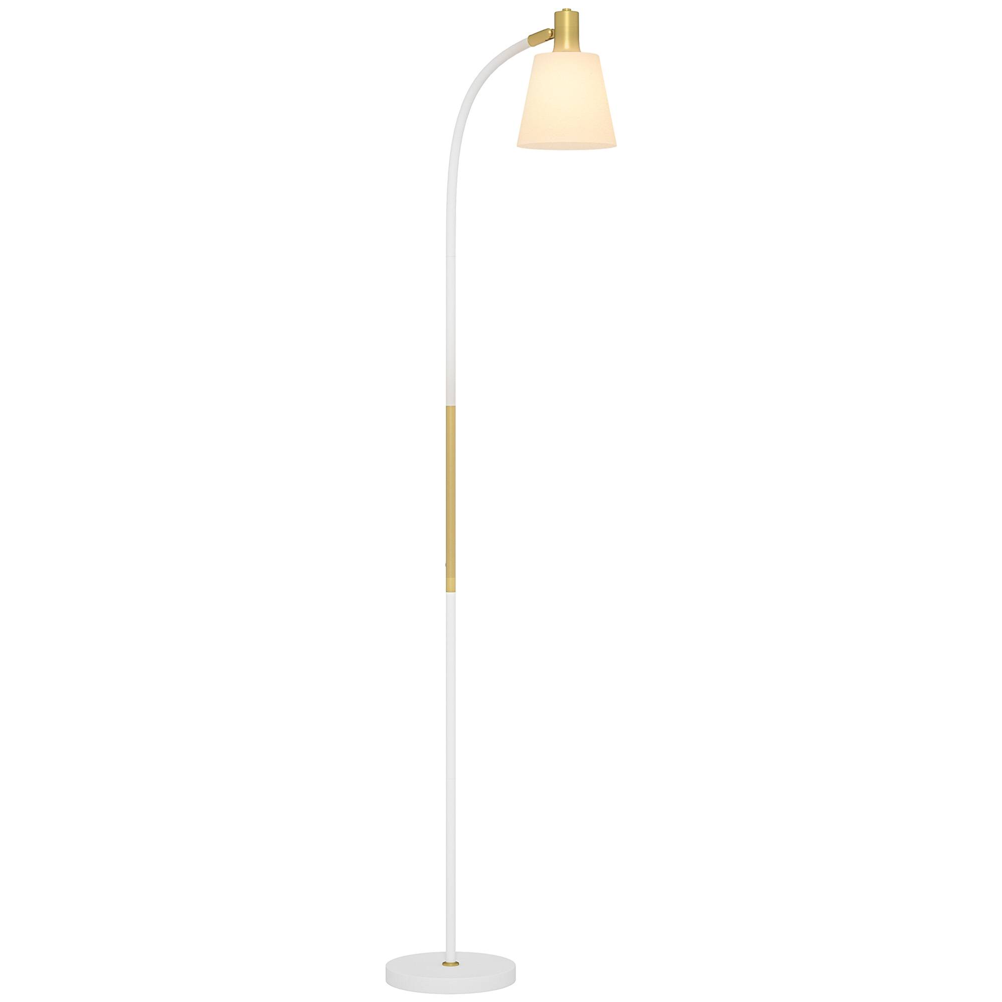 Lampadaire LED blanc et or hauteur ajustable abat-jour lecture 49 × 21 × 127–160 cm intérieur - Image 1