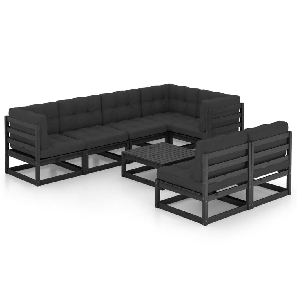 Helloshop26 - Salon de jardin meuble d'extérieur ensemble de mobilier 8 pièces avec coussins bois de pin massif - Imagen 1