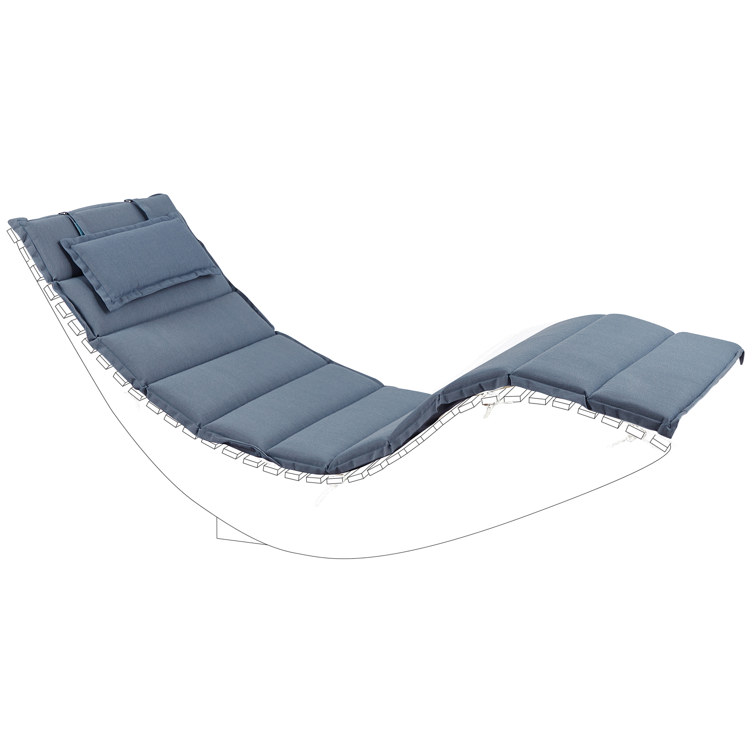 Beliani - Chaise Longue Extérieur à Bascule en Bois d'Acacia Clair Design à Lattes avec Coussin Bleu - Imagen 4