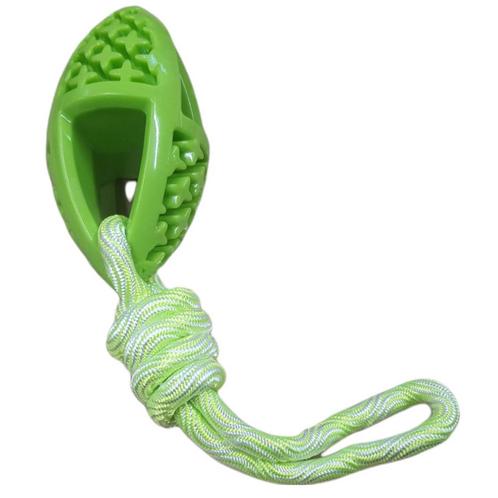 jeux pour chien ovale en TPR et corde longueur 27.5 cm, vert, - Image 7