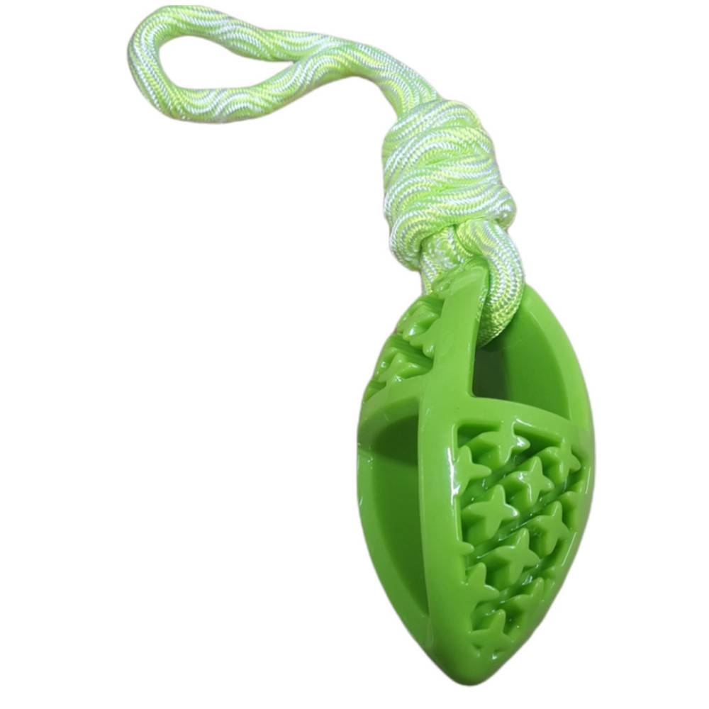 jeux pour chien ovale en TPR et corde longueur 27.5 cm, vert, - Image 4