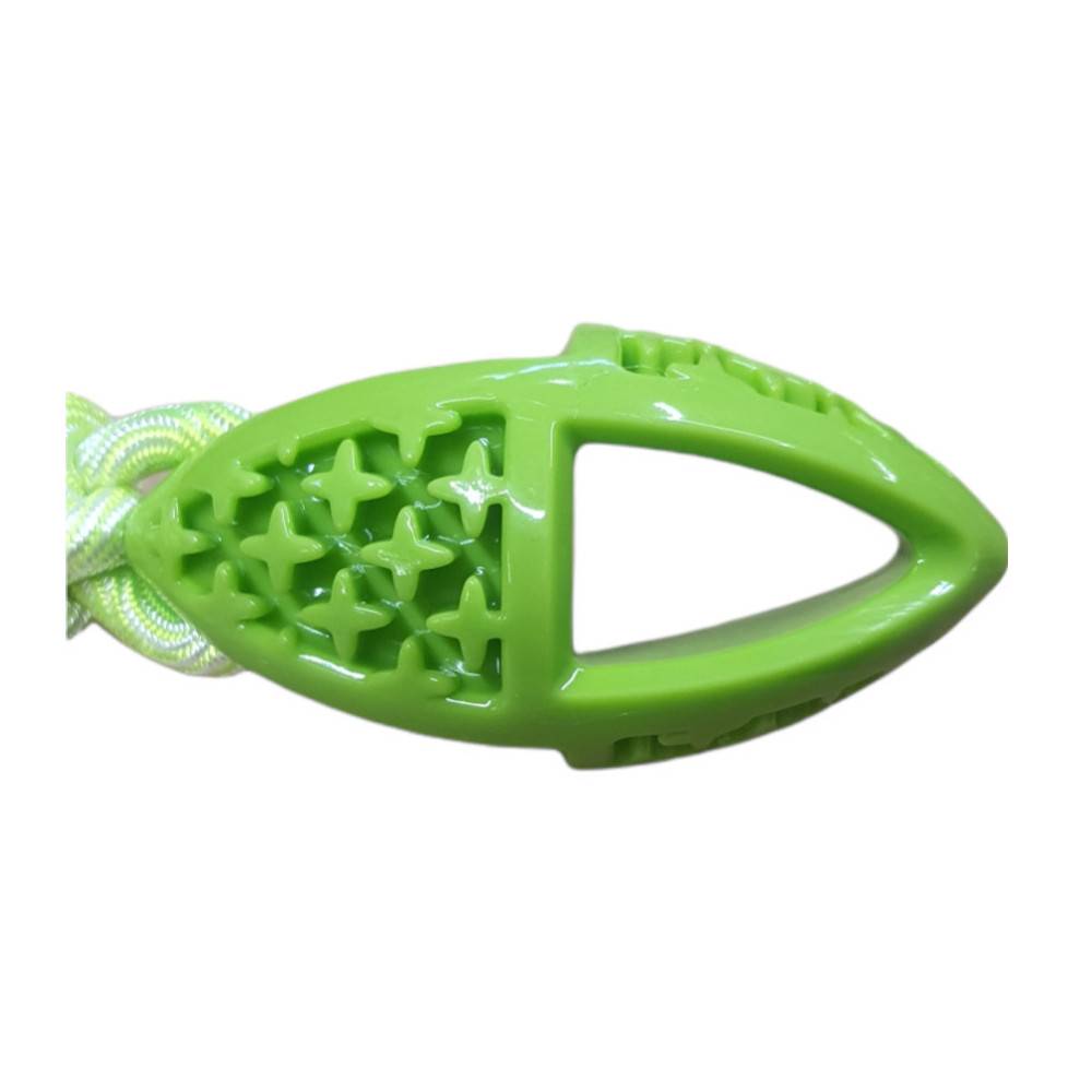 jeux pour chien ovale en TPR et corde longueur 27.5 cm, vert, - Image 6