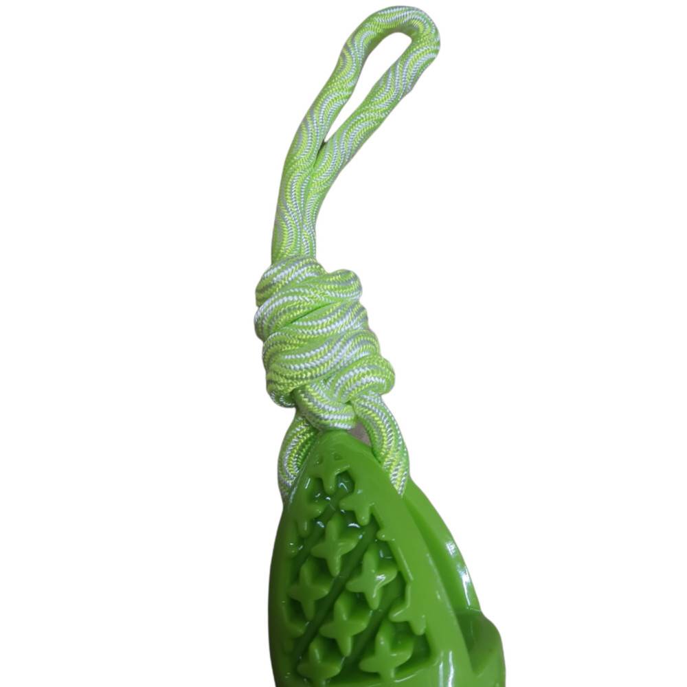jeux pour chien ovale en TPR et corde longueur 27.5 cm, vert, - Image 5