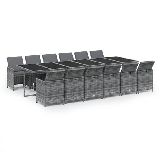 ComfortXL - Grande Table de Jardin 12 Places Encastrable Résine Tressée Grise – ComfortXL Outdoor Living - Image 2