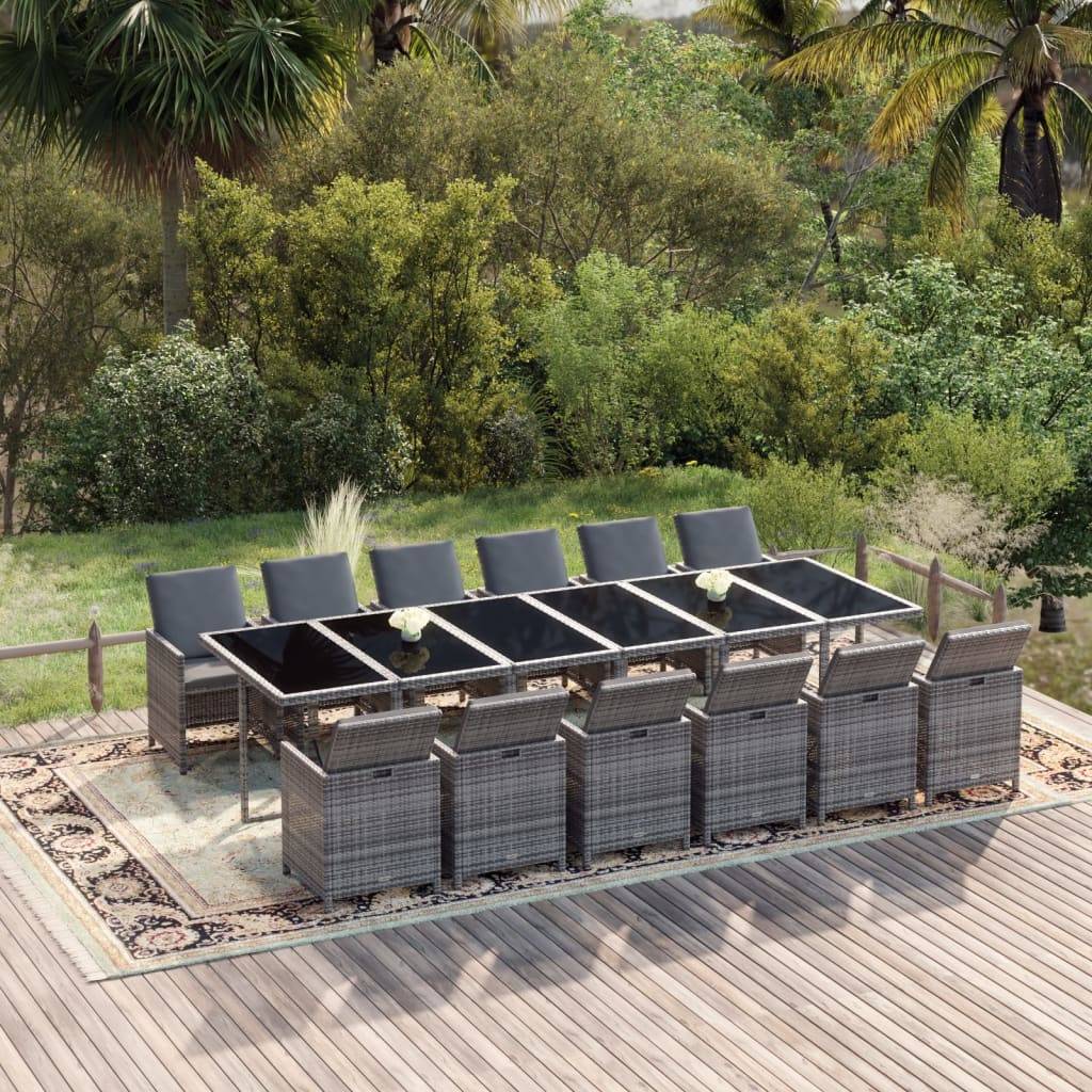 ComfortXL - Grande Table de Jardin 12 Places Encastrable Résine Tressée Grise – ComfortXL Outdoor Living - Image 1