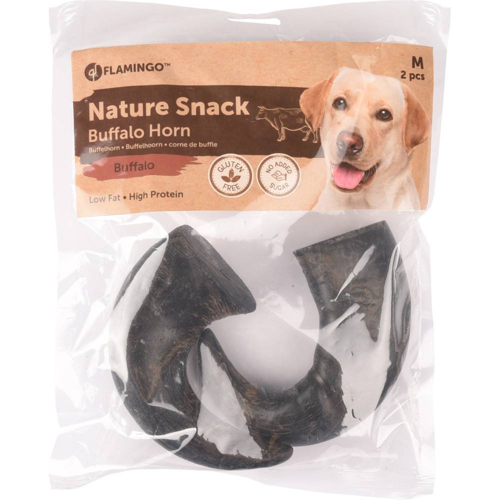 2 cornes de buffle séché médium Nature snack, pour chiens - Imagen 1