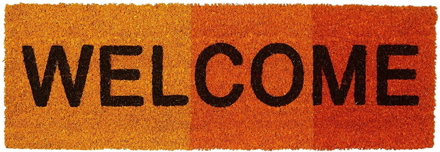 Helloshop26 - Paillasson tapis de sol porte d’entrée essuie-pieds fibres de coco tapis de sol orange - Imagen 1