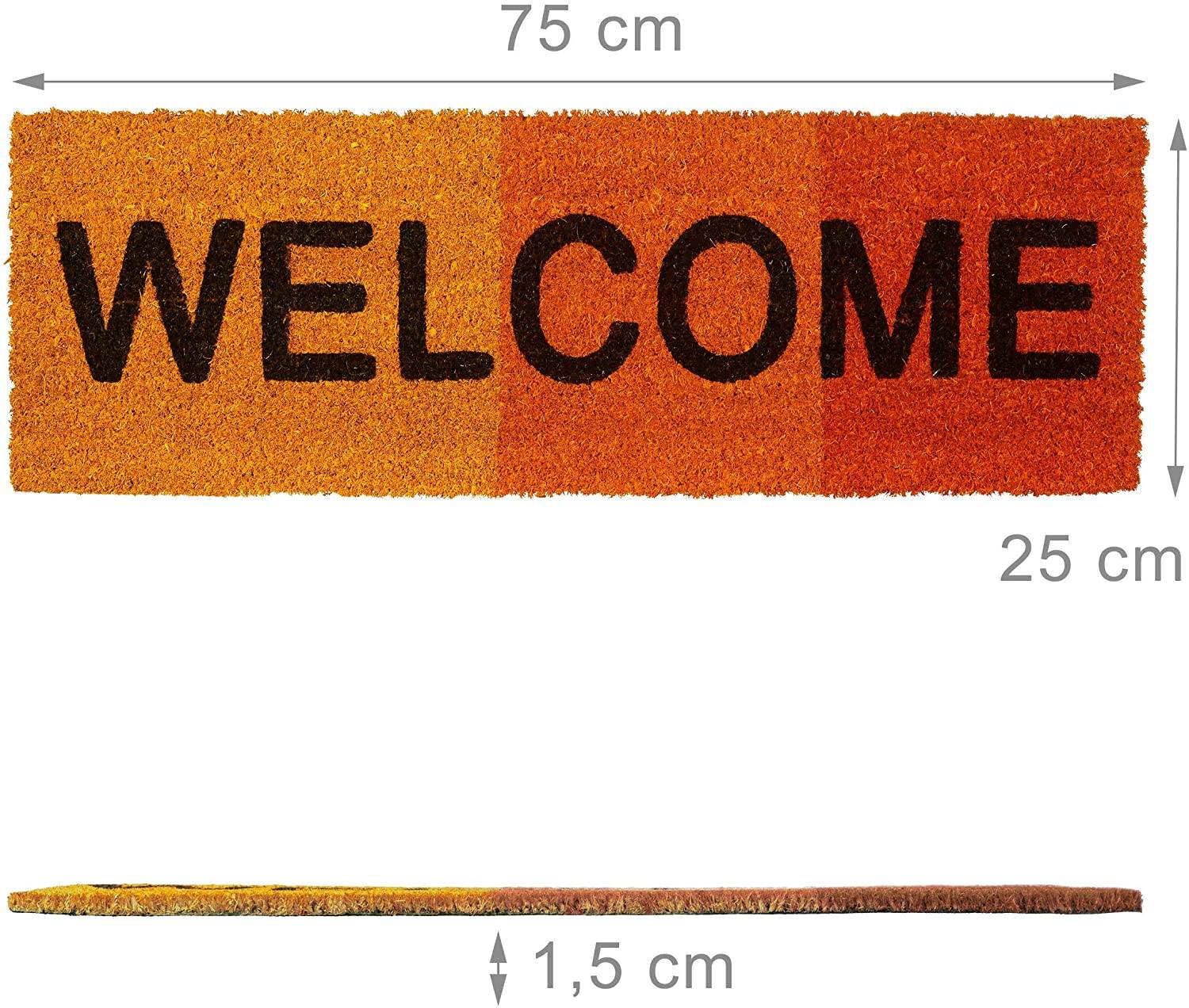 Helloshop26 - Paillasson tapis de sol porte d’entrée essuie-pieds fibres de coco tapis de sol orange - Imagen 2