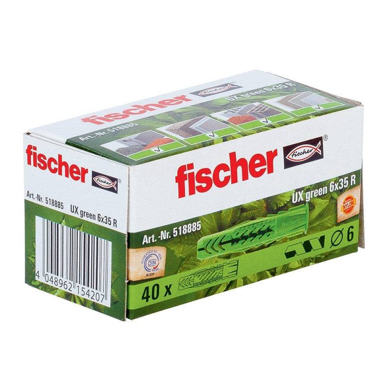 Fischer - Boîte de 40 chevilles universelles UX FISCHER - vert - taille Ø 6 x 35mm - FISCHER - Imagen 3