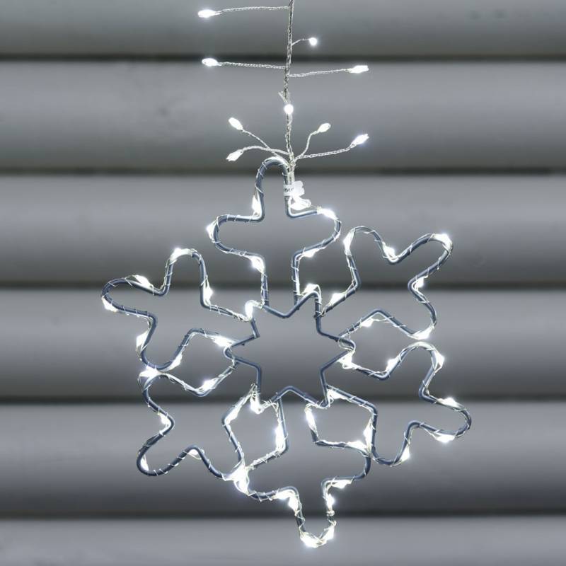 Lotti - Guirlande stalactites 8 flocons de neige 3m H80cm 728 microLED blanc froid scintillant Lotti - Imagen 8