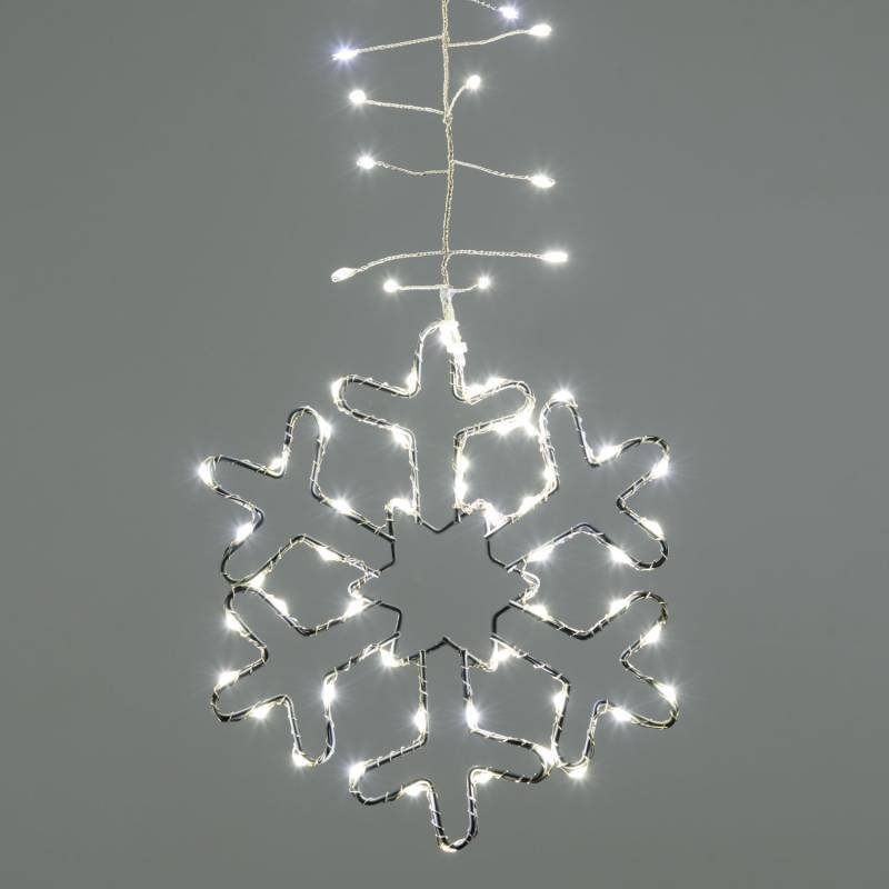 Lotti - Guirlande stalactites 8 flocons de neige 3m H80cm 728 microLED blanc froid scintillant Lotti - Imagen 5