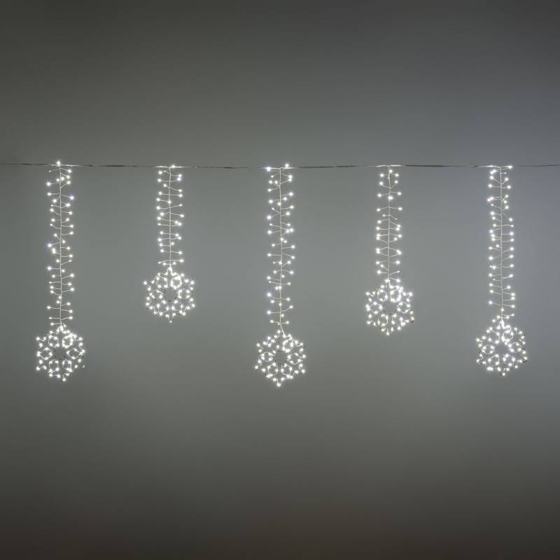 Lotti - Guirlande stalactites 8 flocons de neige 3m H80cm 728 microLED blanc froid scintillant Lotti - Imagen 1