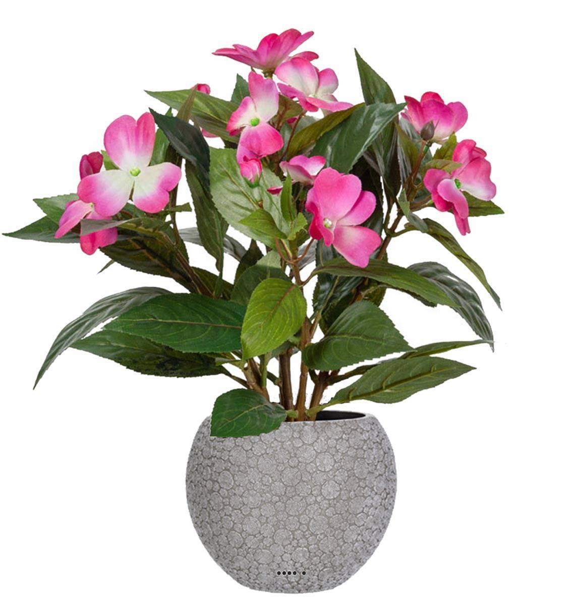 Artificielles - Grande Violette Africaine artificielle en pot, H 30 cm Rose - couleur: Rose - Imagen 2