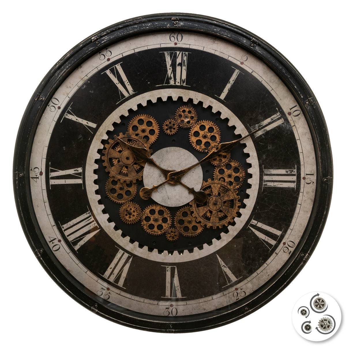Atmosphera - Horloge "Charly" noir D76cm - Atmosphera Créateur d'intérieur - Imagen 1